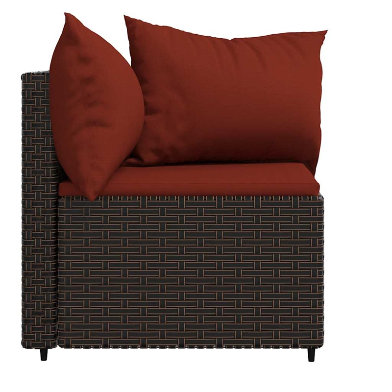 vidaXL Patio Corner Sofa in Brown And Cinnamon Red