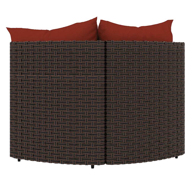 vidaXL Patio Corner Sofa in Brown And Cinnamon Red