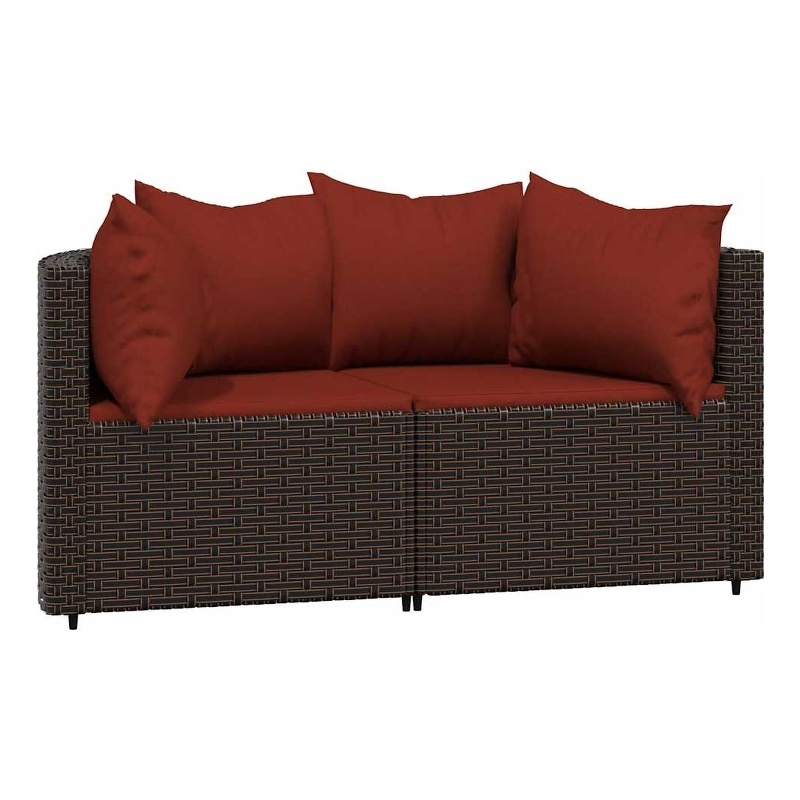 vidaXL Patio Corner Sofa in Brown And Cinnamon Red