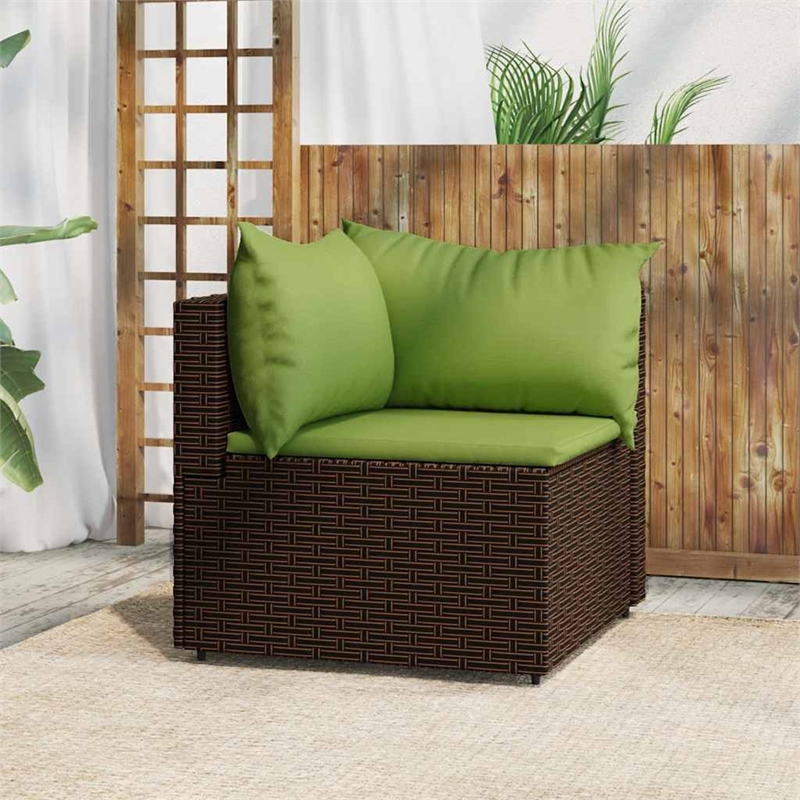 vidaXL Patio Corner Sofa in Brown And Green