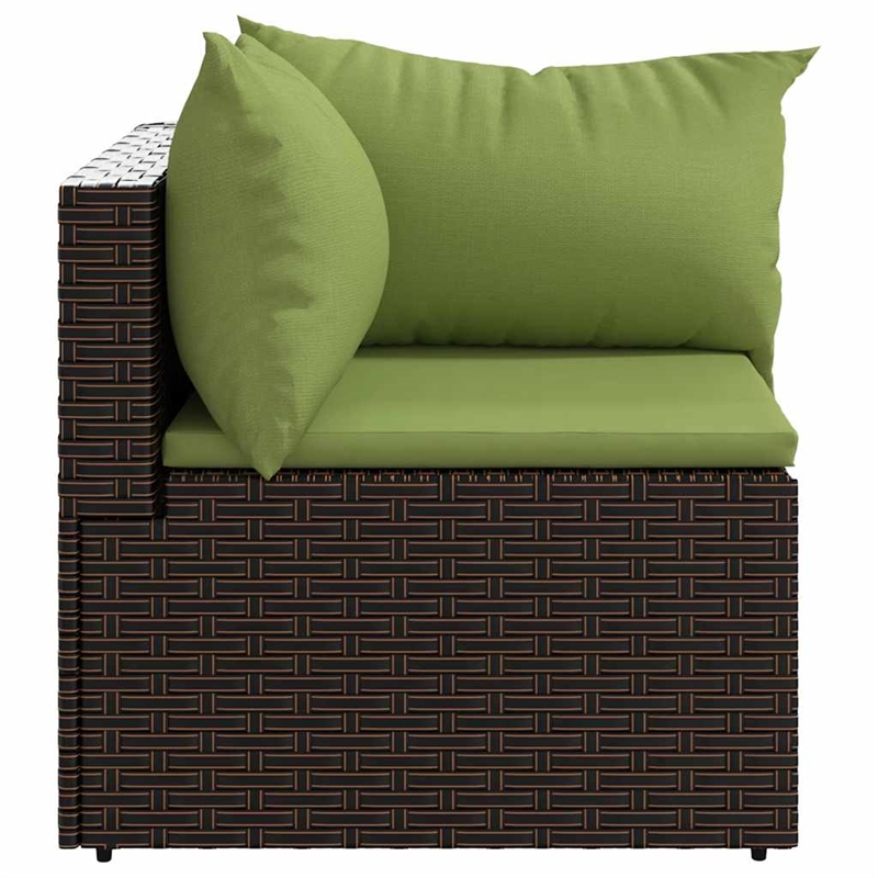 vidaXL Patio Corner Sofa in Brown And Green
