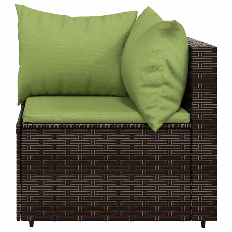 vidaXL Patio Corner Sofa in Brown And Green