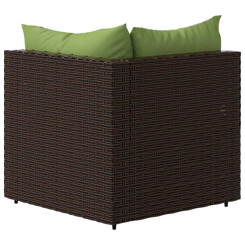 vidaXL Patio Corner Sofa in Brown And Green
