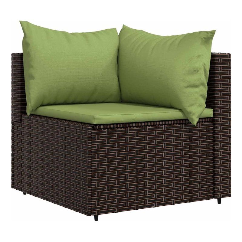 vidaXL Patio Corner Sofa in Brown And Green