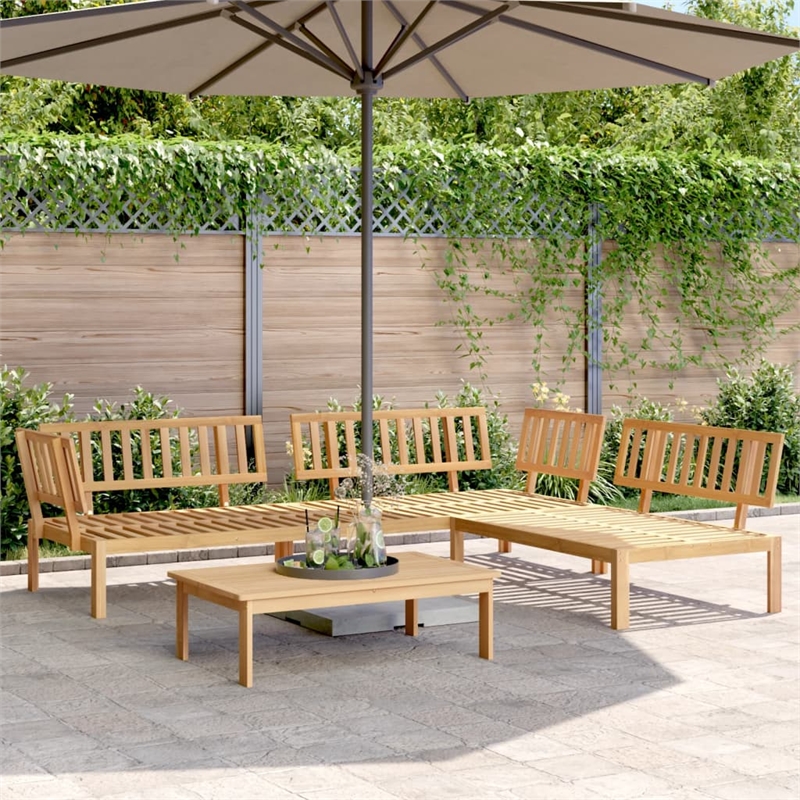vidaXL Solid Acacia Wood Large Pallet Sofa Set in Natural