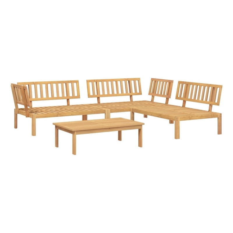 vidaXL Solid Acacia Wood Large Pallet Sofa Set in Natural