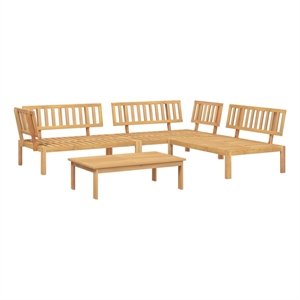 vidaXL Solid Acacia Wood Large Pallet Sofa Set in Natural