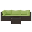 vidaXL Patio Lounge Set in Brown With Green Cushions