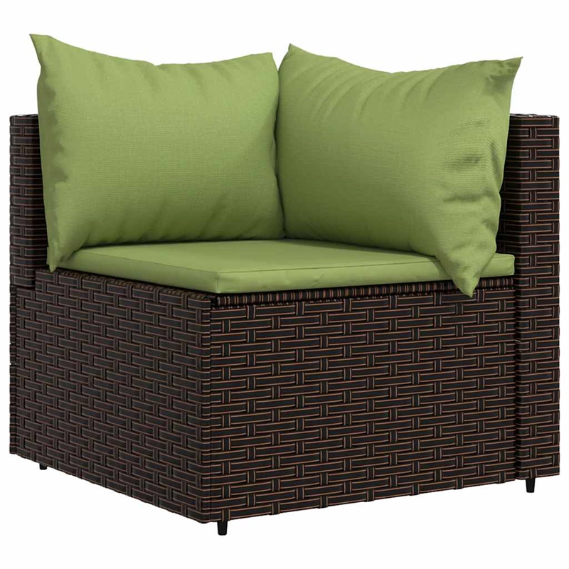 vidaXL Patio Lounge Set in Brown With Green Cushions