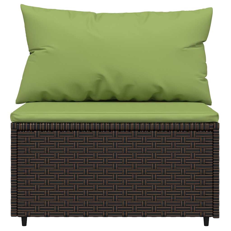 vidaXL Patio Lounge Set in Brown With Green Cushions