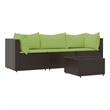 vidaXL Patio Lounge Set in Brown With Green Cushions