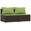 vidaXL Patio Lounge Set in Brown And Green Cushions