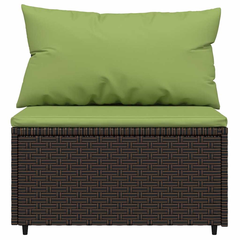 vidaXL Patio Lounge Set in Brown And Green Cushions