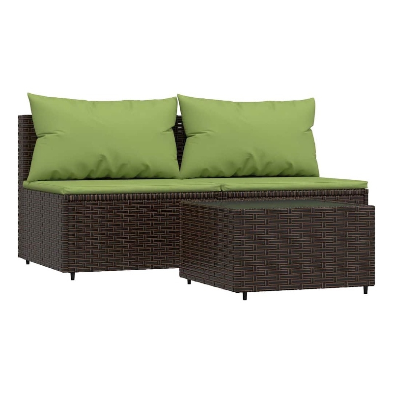 vidaXL Patio Lounge Set in Brown And Green Cushions