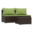 vidaXL Patio Lounge Set in Brown And Green Cushions