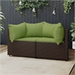 vidaXL Patio Corner Sofa in Brown & Green