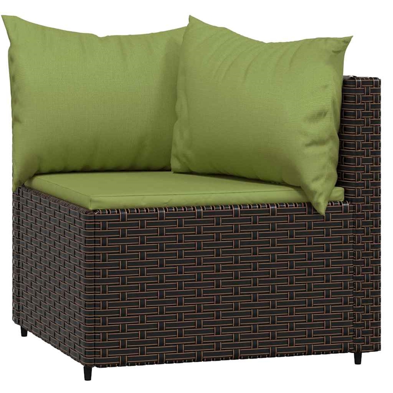 vidaXL Patio Corner Sofa in Brown & Green