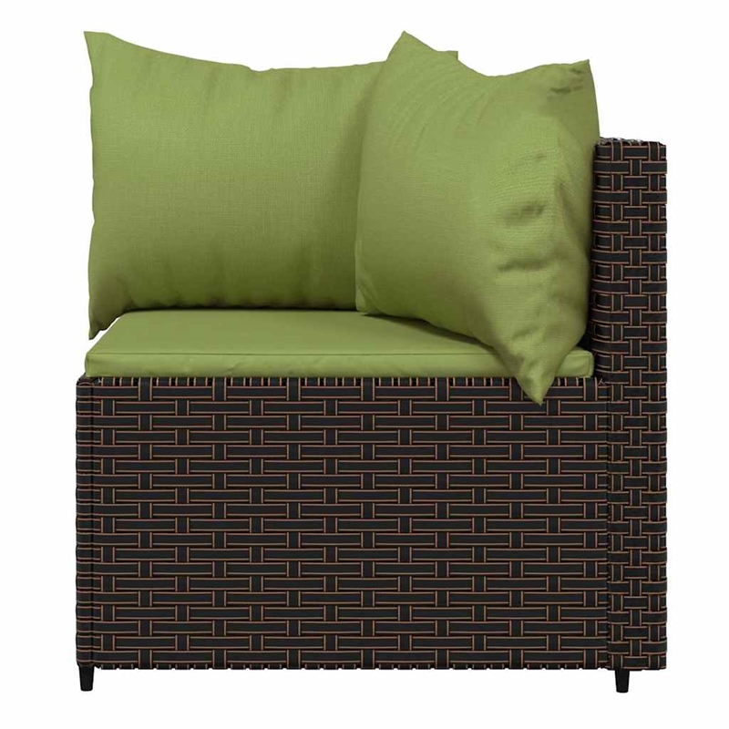 vidaXL Patio Corner Sofa in Brown & Green