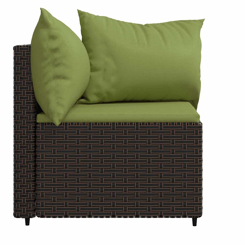vidaXL Patio Corner Sofa in Brown & Green