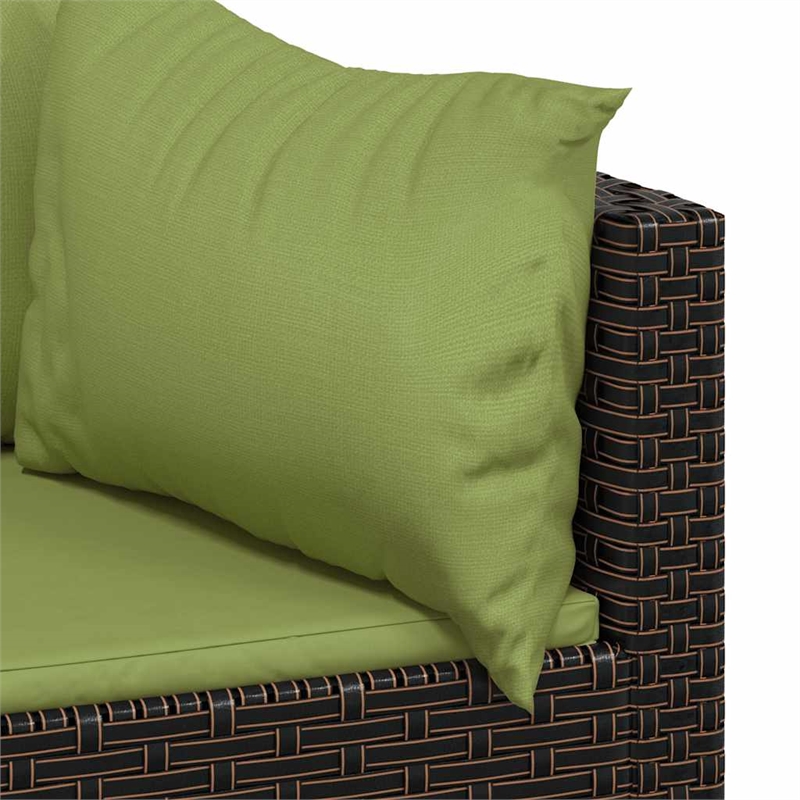 vidaXL Patio Corner Sofa in Brown & Green