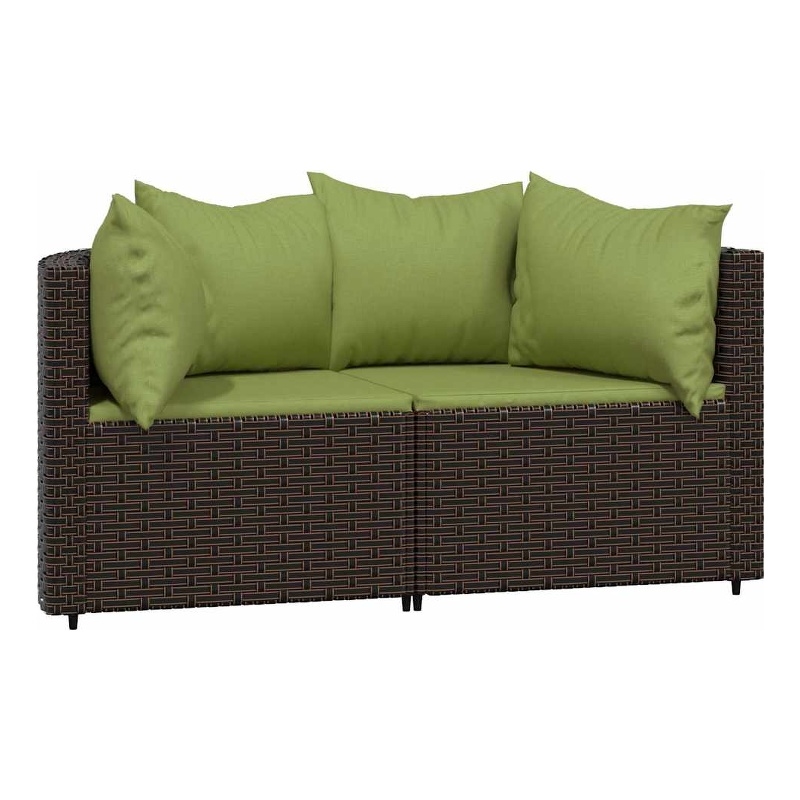 vidaXL Patio Corner Sofa in Brown & Green