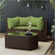 vidaXL Patio Lounge Set in Brown With Green Cushions