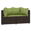 vidaXL Patio Lounge Set in Brown With Green Cushions