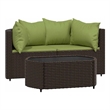 vidaXL Patio Lounge Set in Brown With Green Cushions