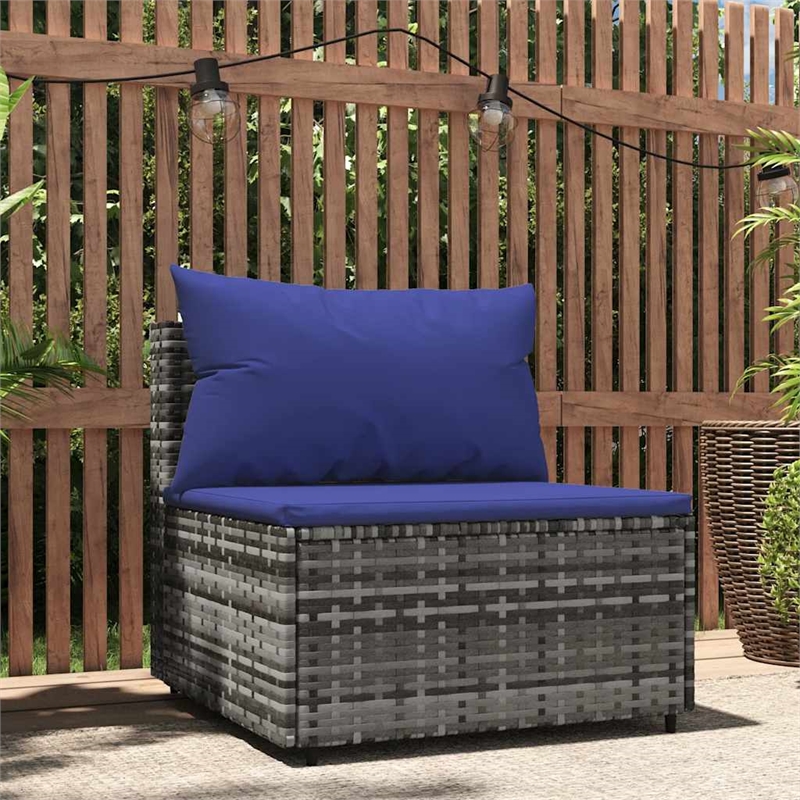 vidaXL Patio Middle Sofa in Gray And Dark Blue