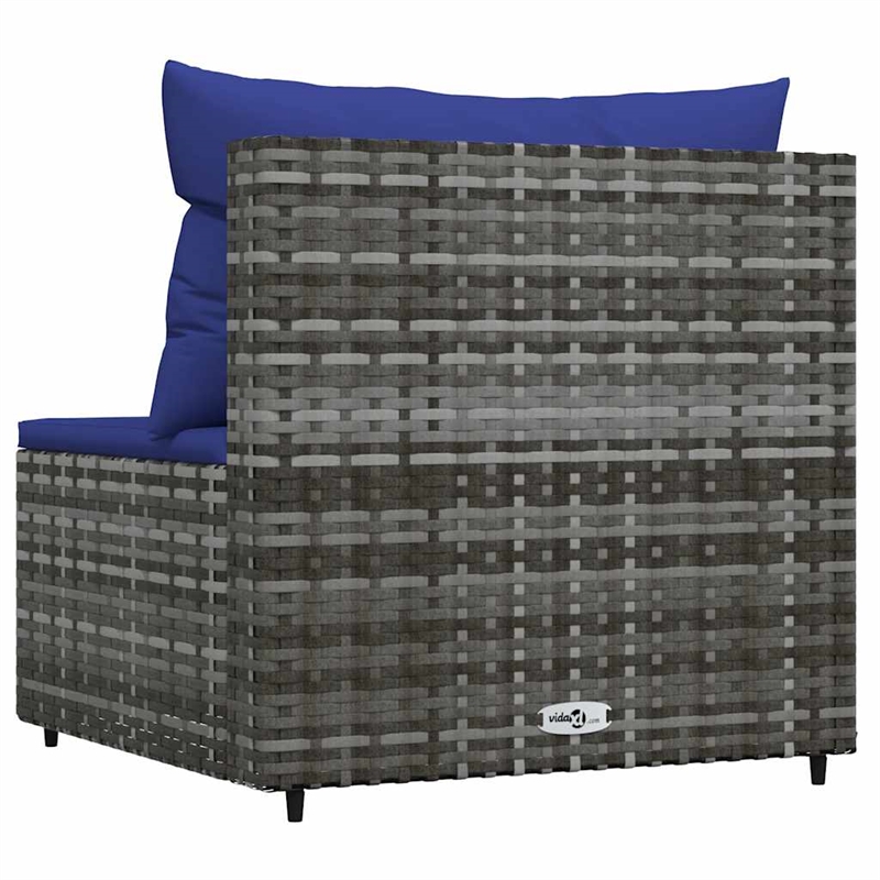 vidaXL Patio Middle Sofa in Gray And Dark Blue