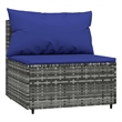 vidaXL Patio Middle Sofa in Gray And Dark Blue