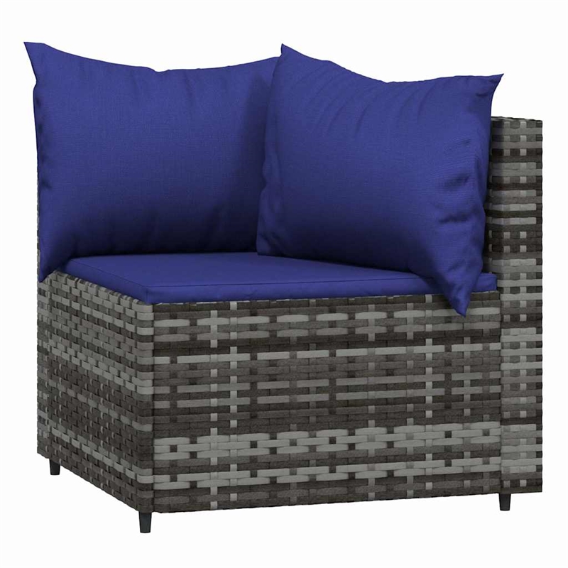vidaXL Patio Corner Sofa in Gray & Dark Blue