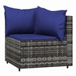 vidaXL Patio Corner Sofa in Gray & Dark Blue