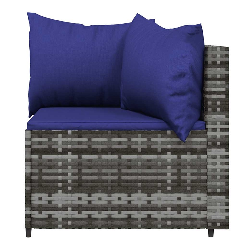 vidaXL Patio Corner Sofa in Gray & Dark Blue