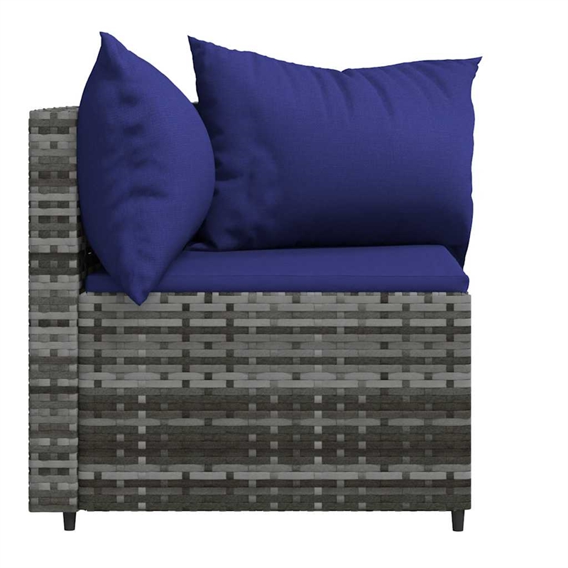 vidaXL Patio Corner Sofa in Gray & Dark Blue