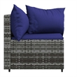 vidaXL Patio Corner Sofa in Gray & Dark Blue