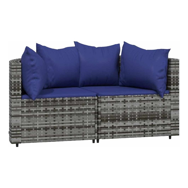vidaXL Patio Corner Sofa in Gray & Dark Blue