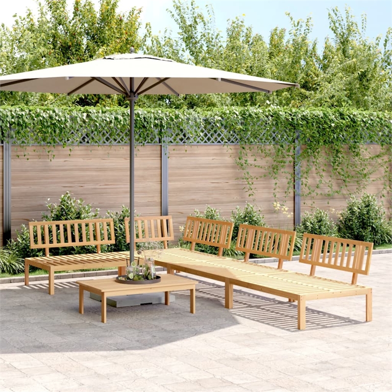 vidaXL Solid Acacia Wood Medium Modular Pallet Sofa Set in Natural Wood