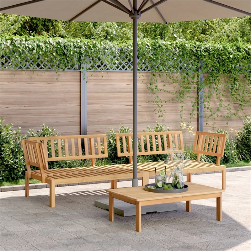 vidaXL Solid Acacia Wood Pallet Corner Sofa in Natural