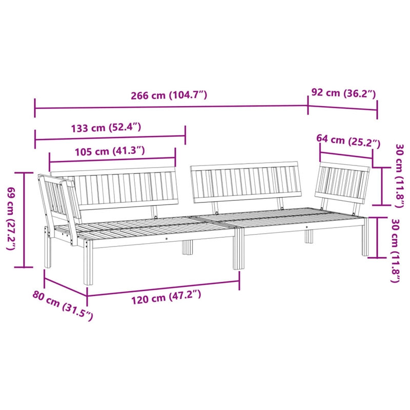 vidaXL Solid Acacia Wood Pallet Corner Sofa in Natural