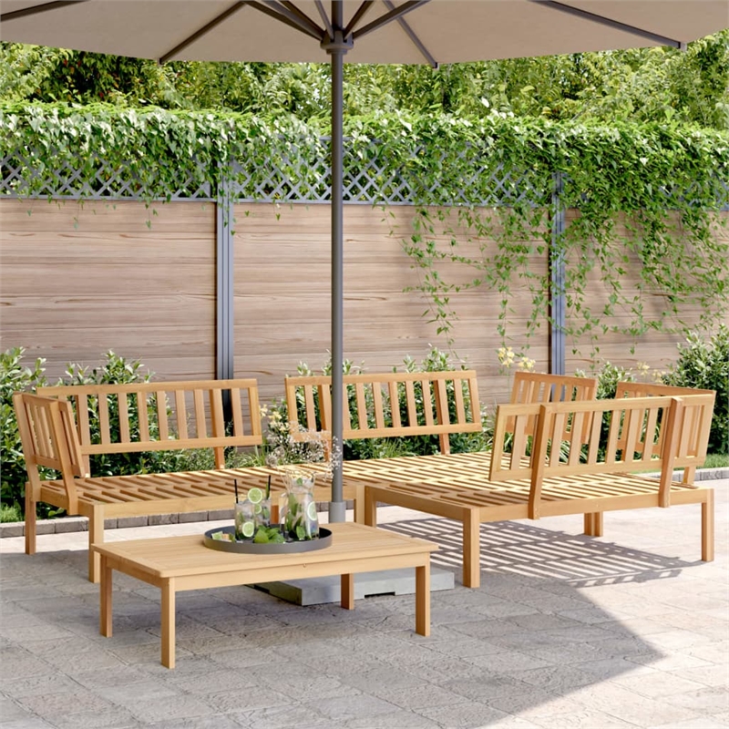 vidaXL Solid Acacia Wood Standard Modular Pallet Sofa Set in Natural Wood