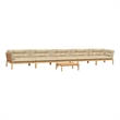 vidaXL Solid Acacia Wood & Polyester Pallet Sofa Set Beige & Natural Wood