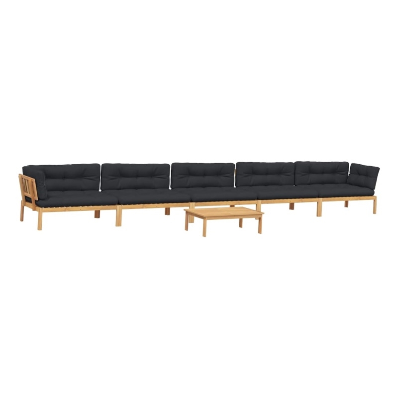 vidaXL Solid Acacia Wood Large Modular Pallet Sofa Set in Natural Wood