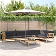 vidaXL Solid Acacia Wood & Polyester Large Pallet Sofa Set in Anthracite