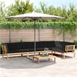 vidaXL Solid Acacia Wood Large Modular Pallet Sofa Set in Black