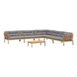 vidaXL 6 Piece Solid Acacia Wood Modular Pallet Sofa Set in Grey