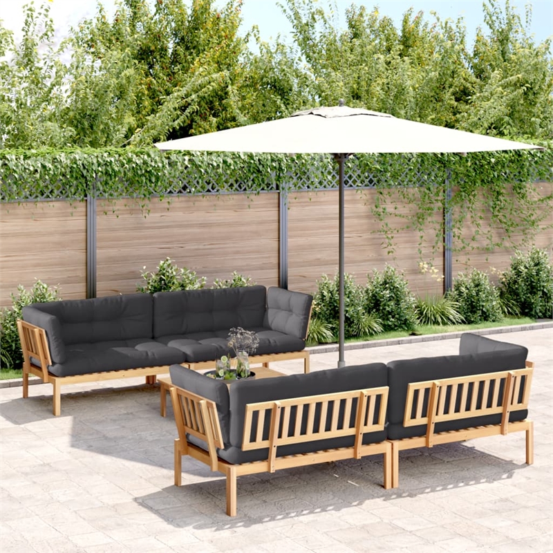 vidaXL 5 Piece Solid Acacia Wood Patio Pallet Sofa Set w/ Cushions in Anthracite
