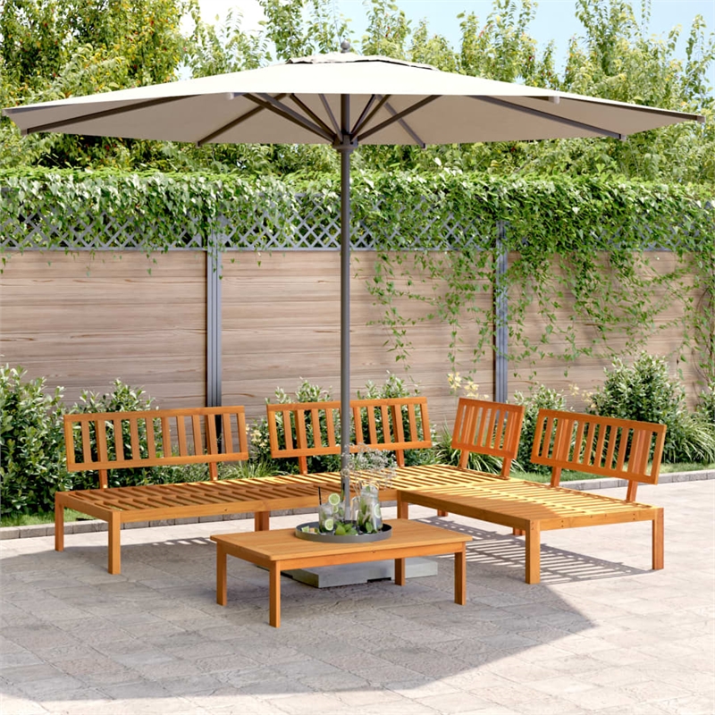 vidaXL Solid Acacia Wood Medium Modular Pallet Sofa Set in Natural Wood