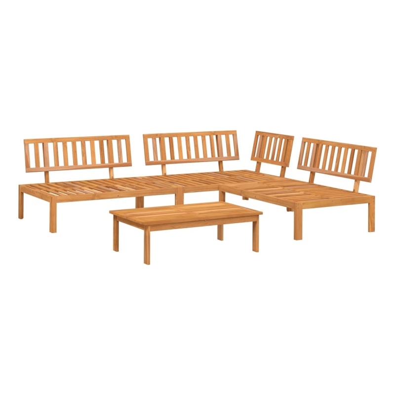vidaXL Solid Acacia Wood Medium Modular Pallet Sofa Set in Natural Wood