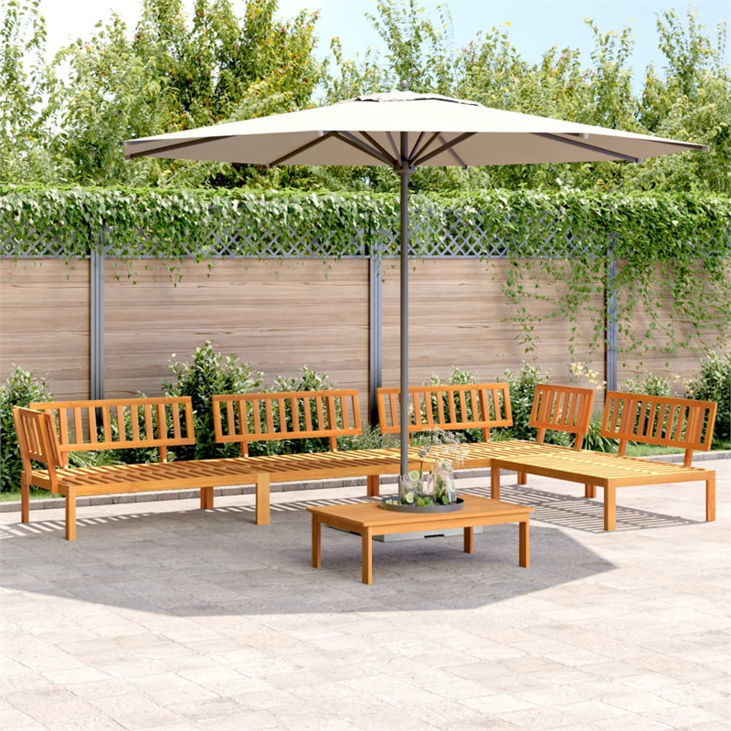 vidaXL Solid Acacia Wood Standard Modular Pallet Sofa Set in Natural Wood